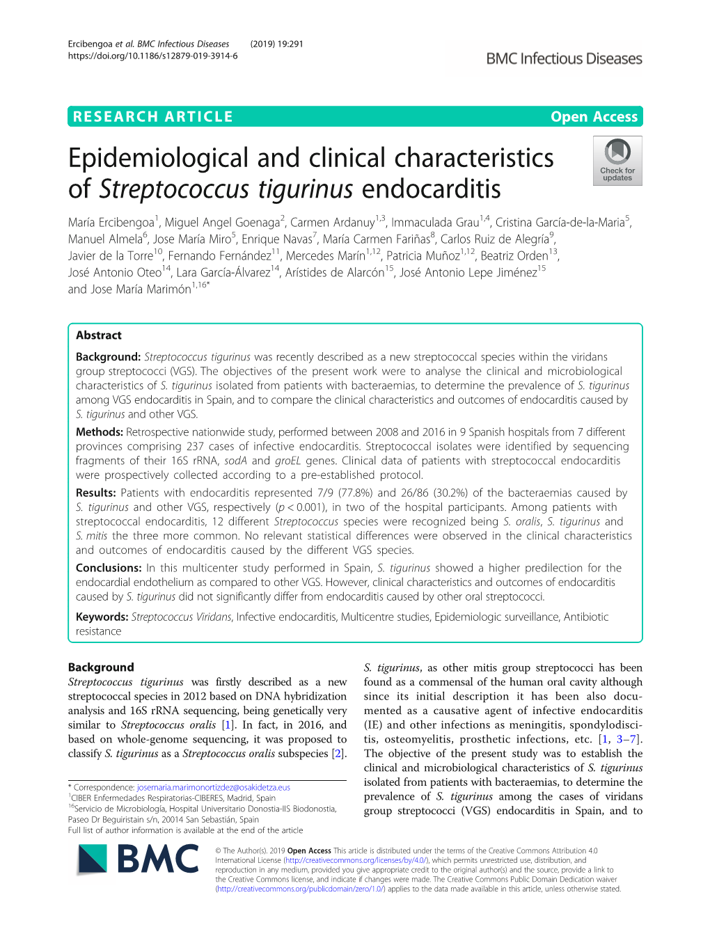 Epidemiological and Clinical Characteristics of Streptococcus