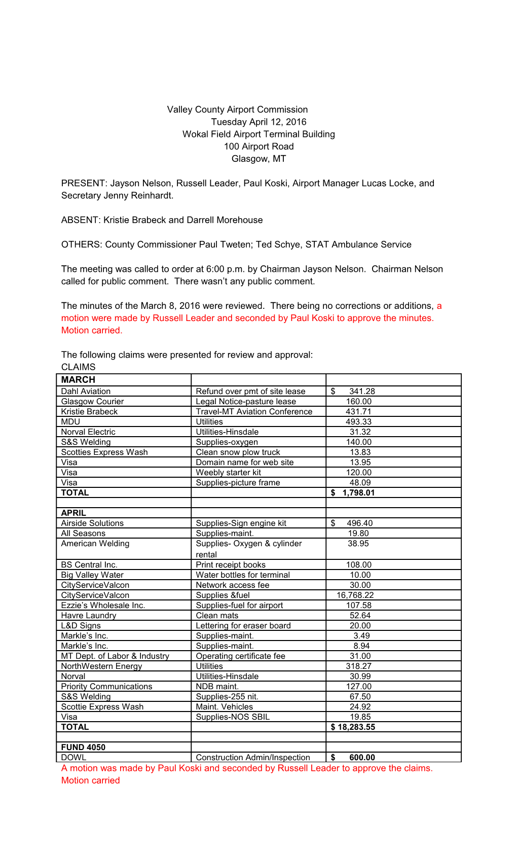 Valley County Airport Commission s1