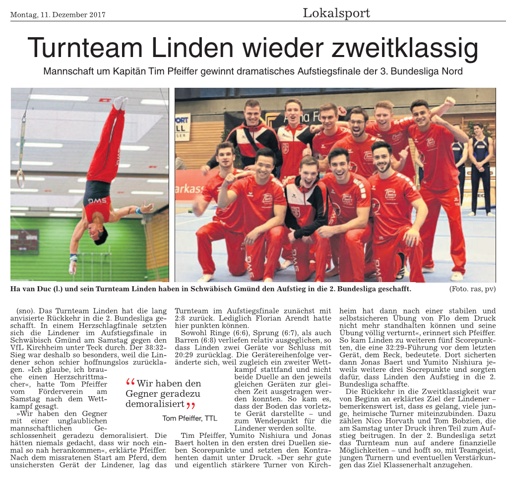 Turnteam Linden Wieder Zweitklassig