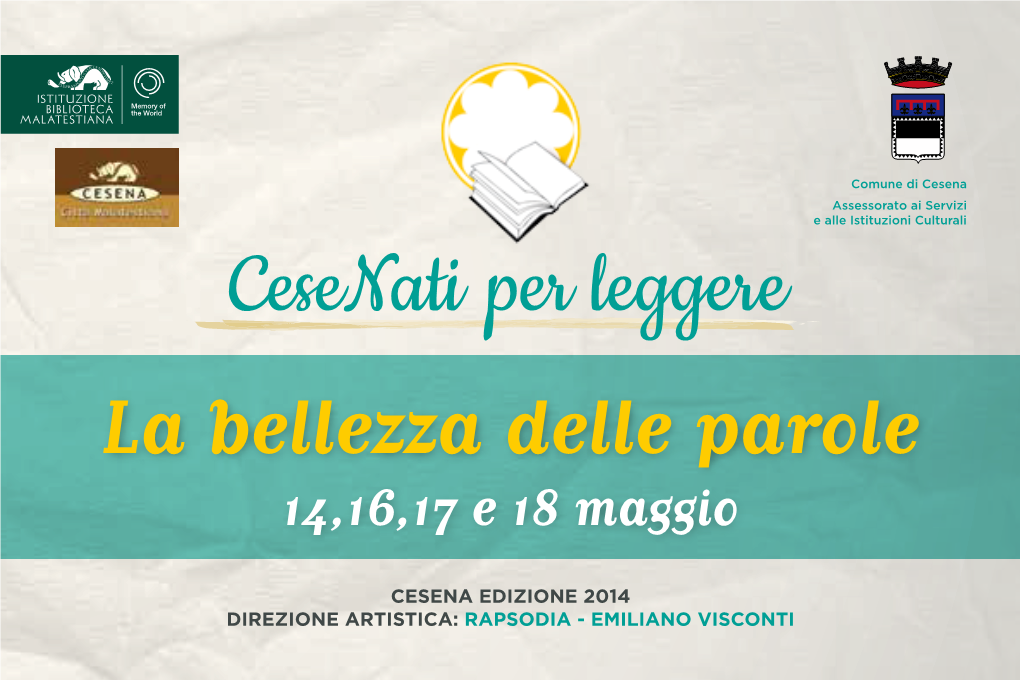 Cesenati Per Leggere La Bellezza Delle Parole 14,16,17 E 18 Maggio