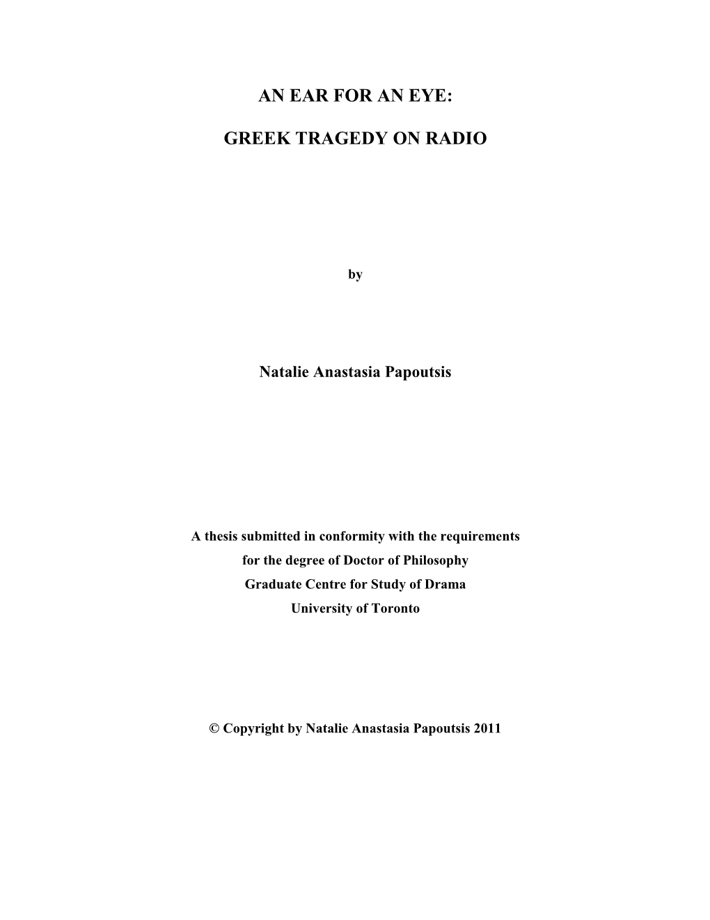 Greek Tragedy on Radio