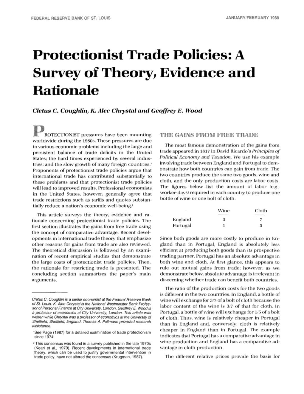 Protectionist Trade Policies: a Survey of Theory, Evidence and Rationale