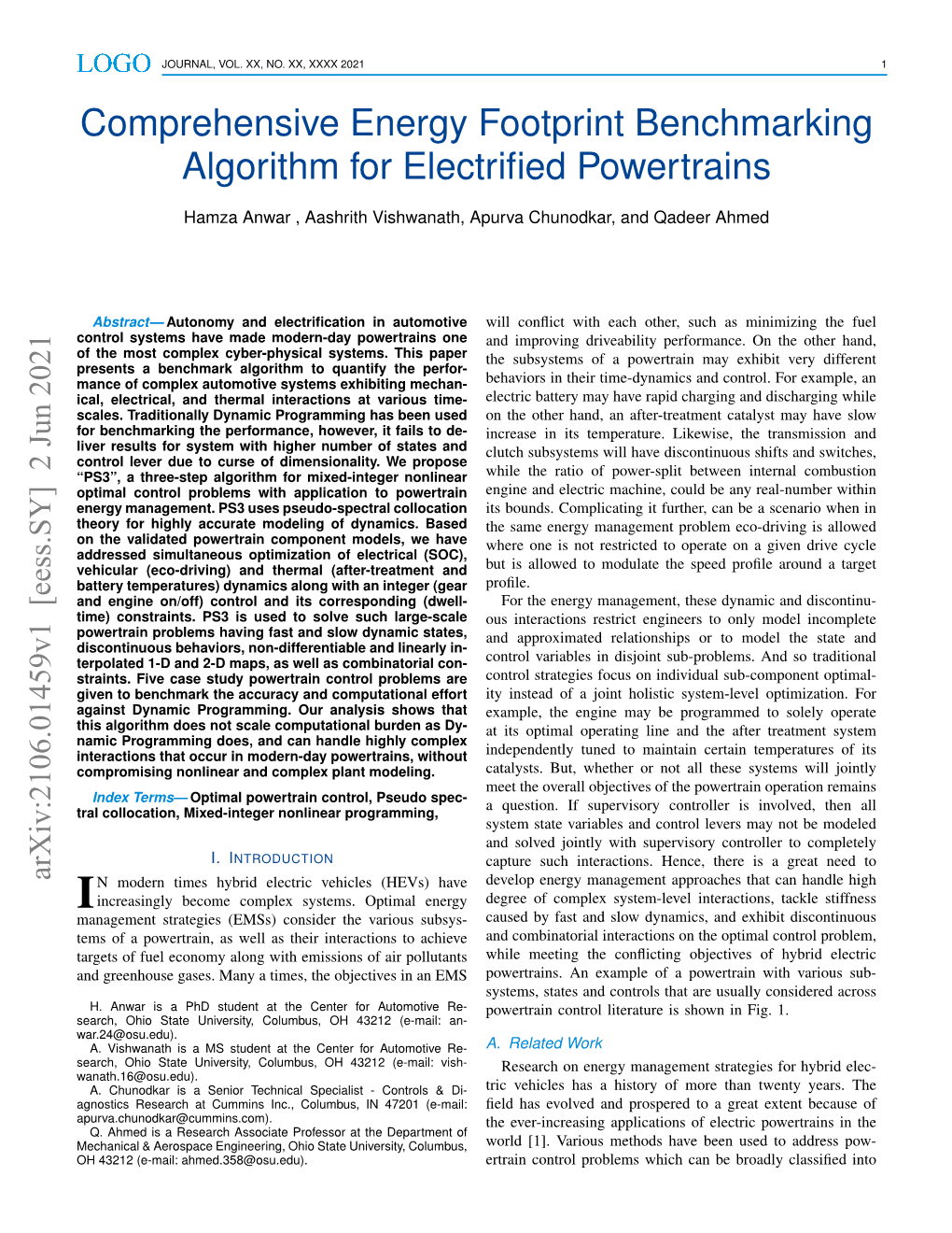 Comprehensive Energy Footprint Benchmarking Algorithm for Electrified Powertrains (June 2021) 3