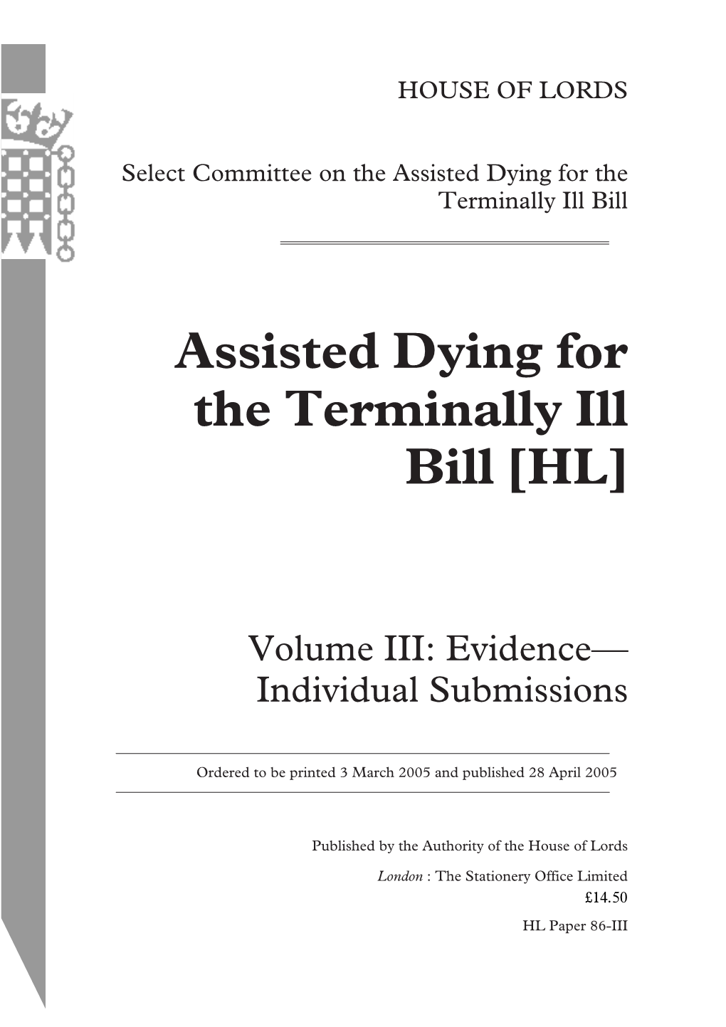 Assisted Dying for the Terminally Ill Bill [HL]