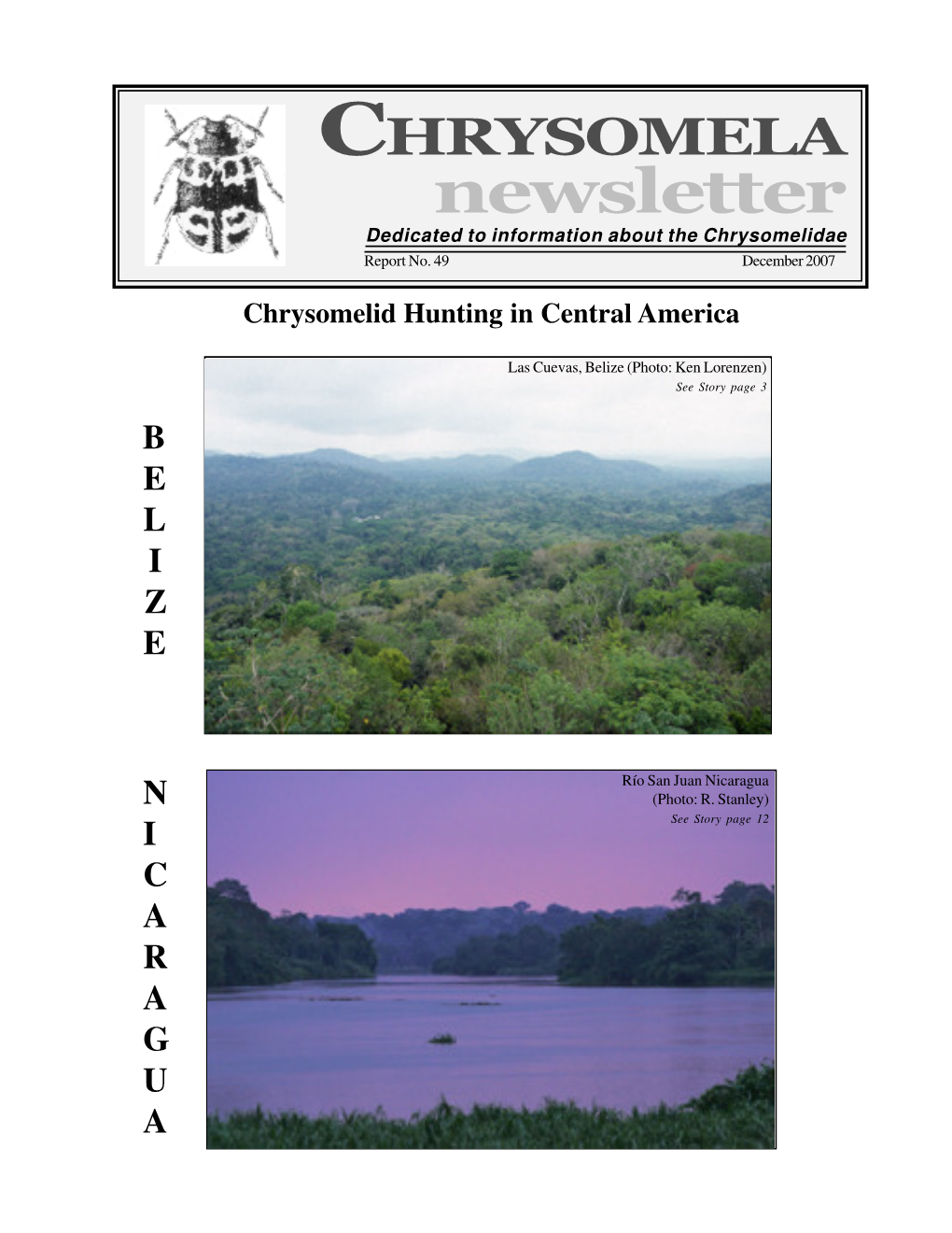 Newsletter Dedicated to Information About the Chrysomelidae Report No