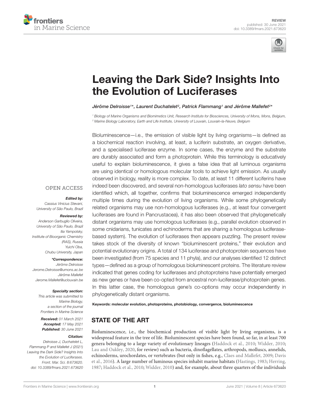 Insights Into the Evolution of Luciferases