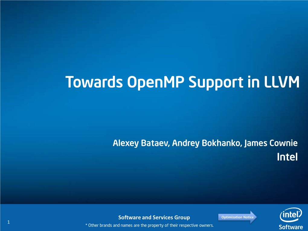 Towards Openmp Support in LLVM