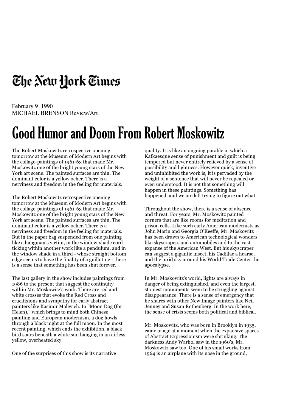 Good Humor and Doom from Robert Moskowitz