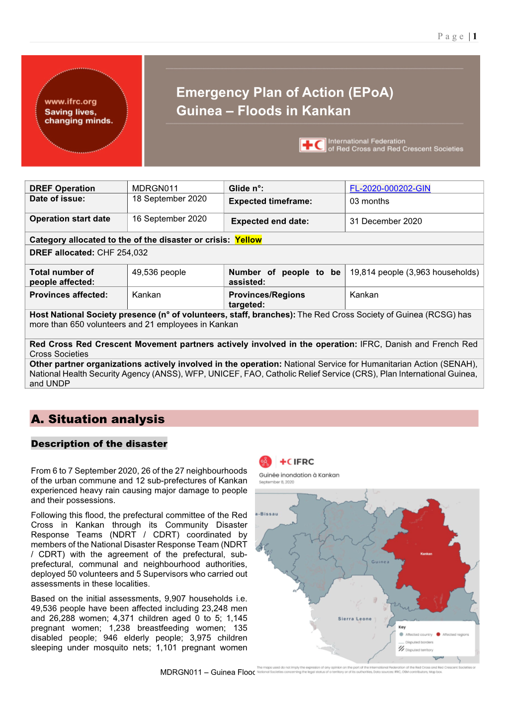 Emergency Plan of Action (Epoa) Guinea – Floods in Kankan