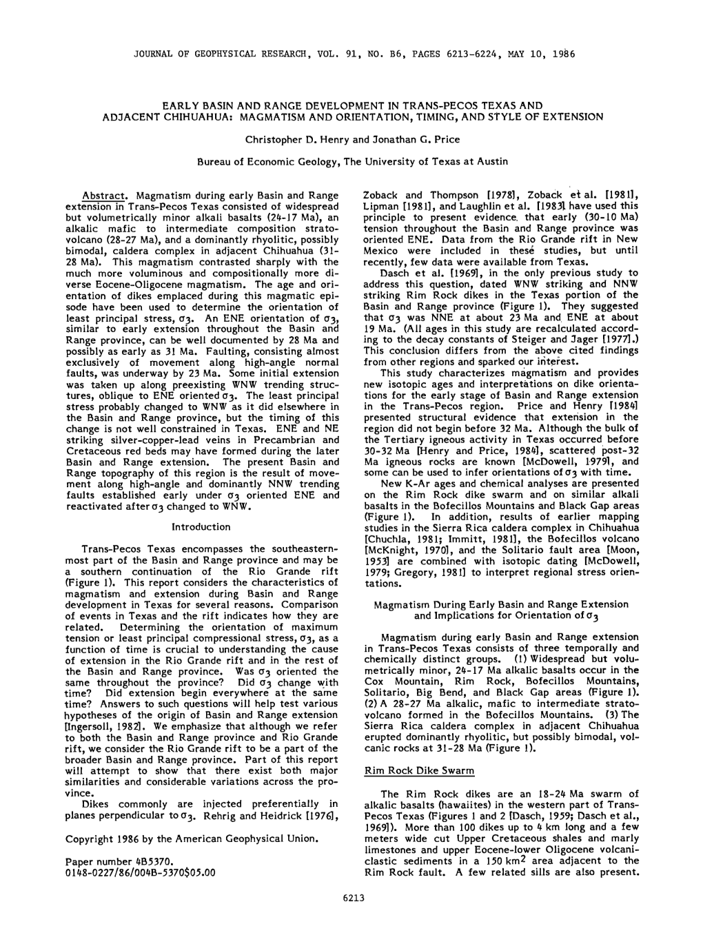 Early Basin and Range Development in Trans&Hyphen;Pecos Texas And