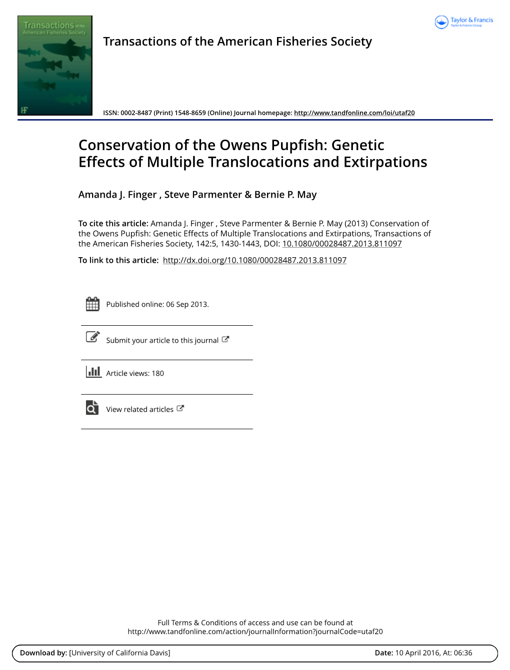 Conservation Genetics of the Owens Pupfish 1431