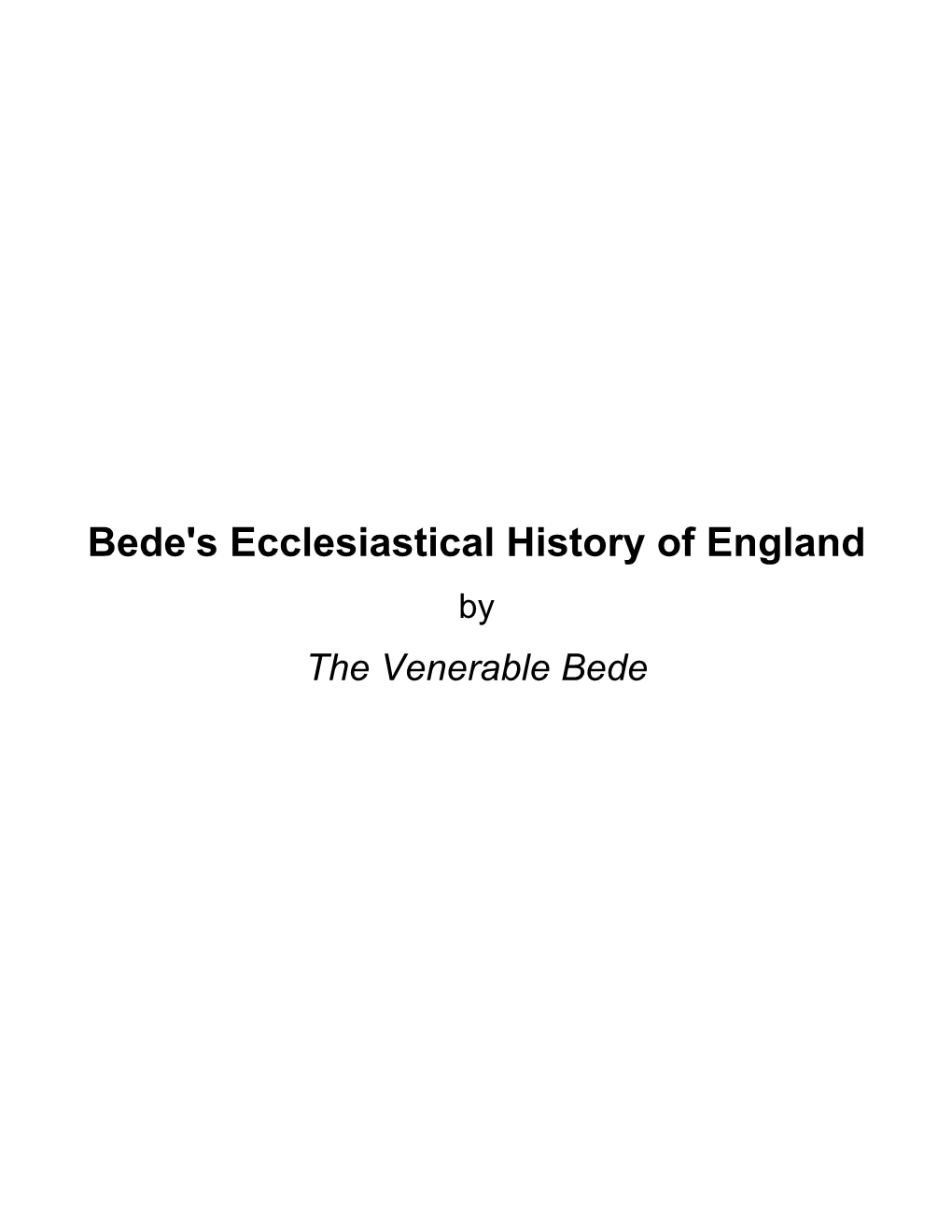 Bede's Ecclesiastical History of England