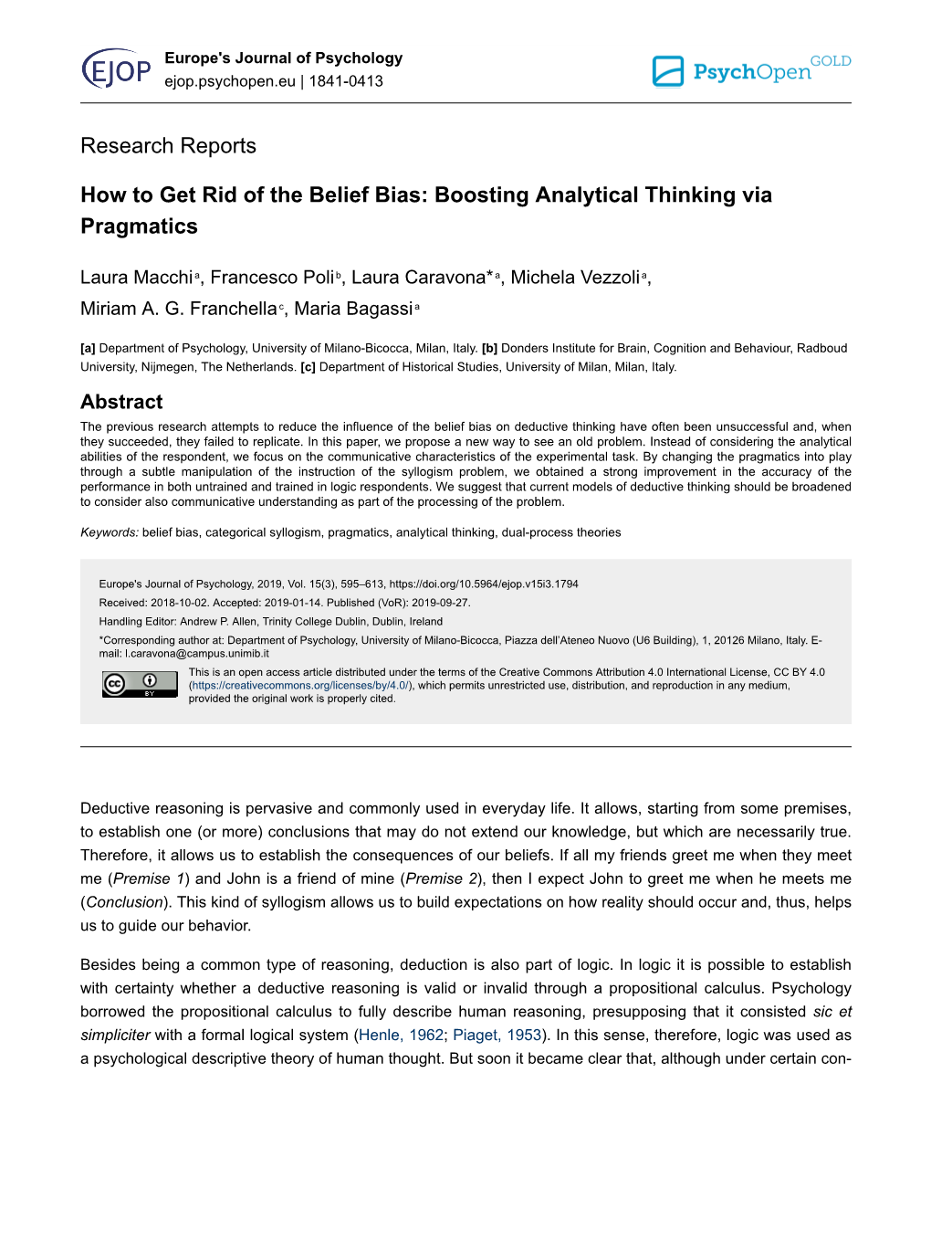 How to Get Rid of the Belief Bias: Boosting Analytical Thinking Via Pragmatics