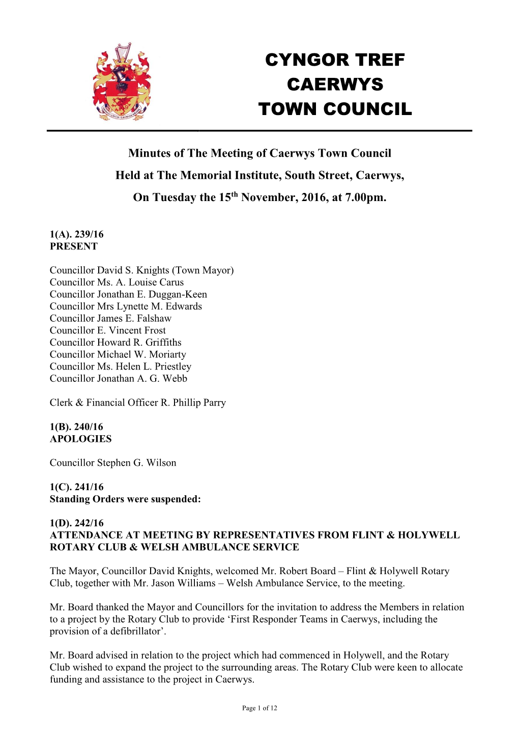 Cyngor Tref Caerwys Town Council