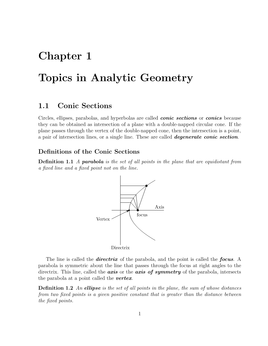 Chapter 1 Topics in Analytic Geometry