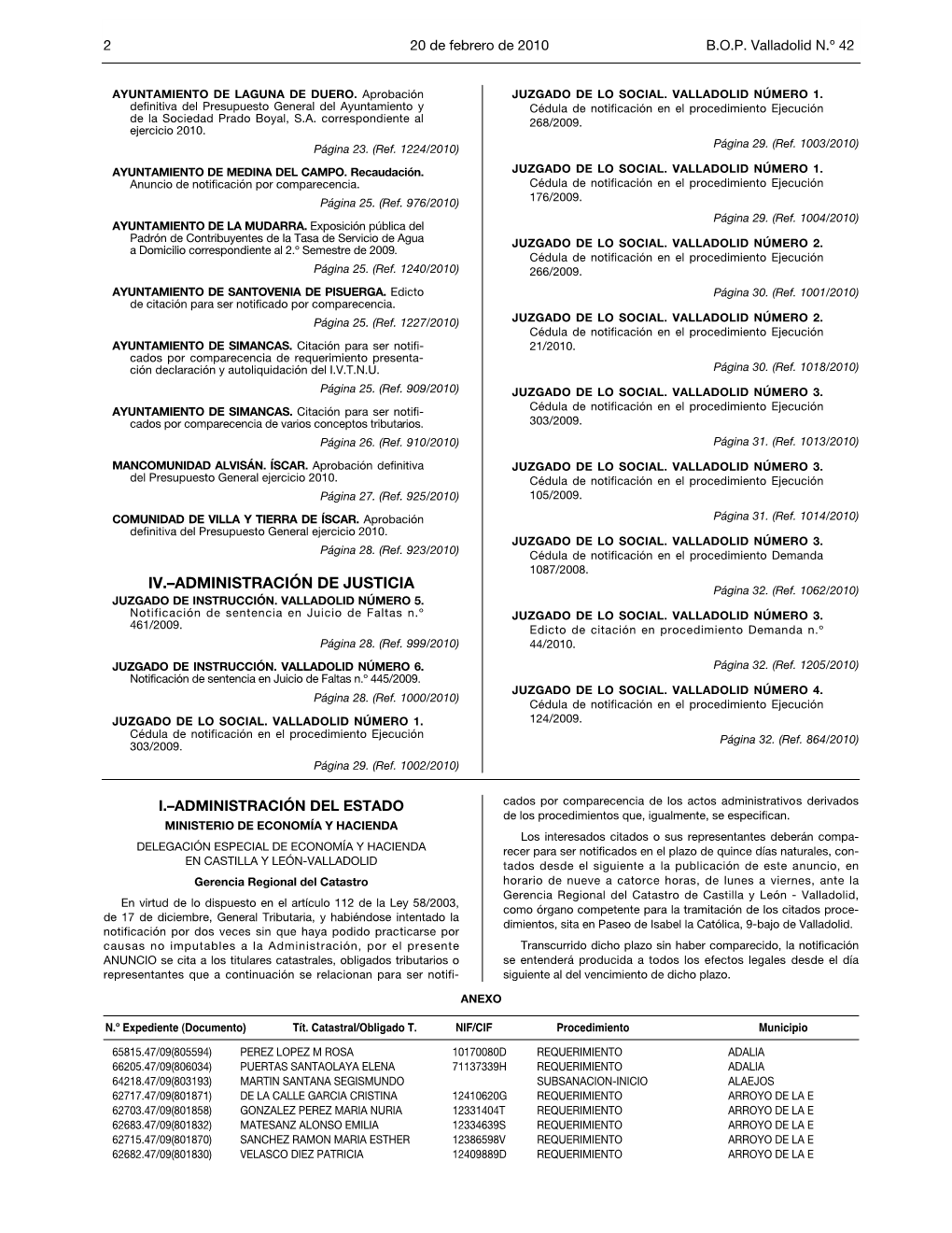 IV.–ADMINISTRACIÓN DE JUSTICIA Página 32