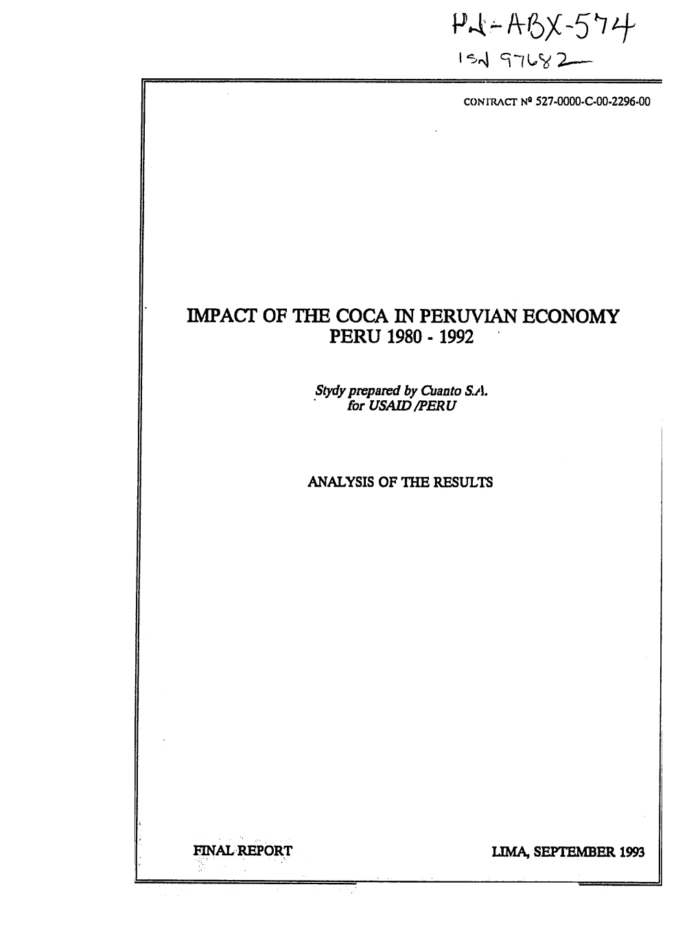 Impact of the Coca in Peruvian Economy Peru 1980 - 1992