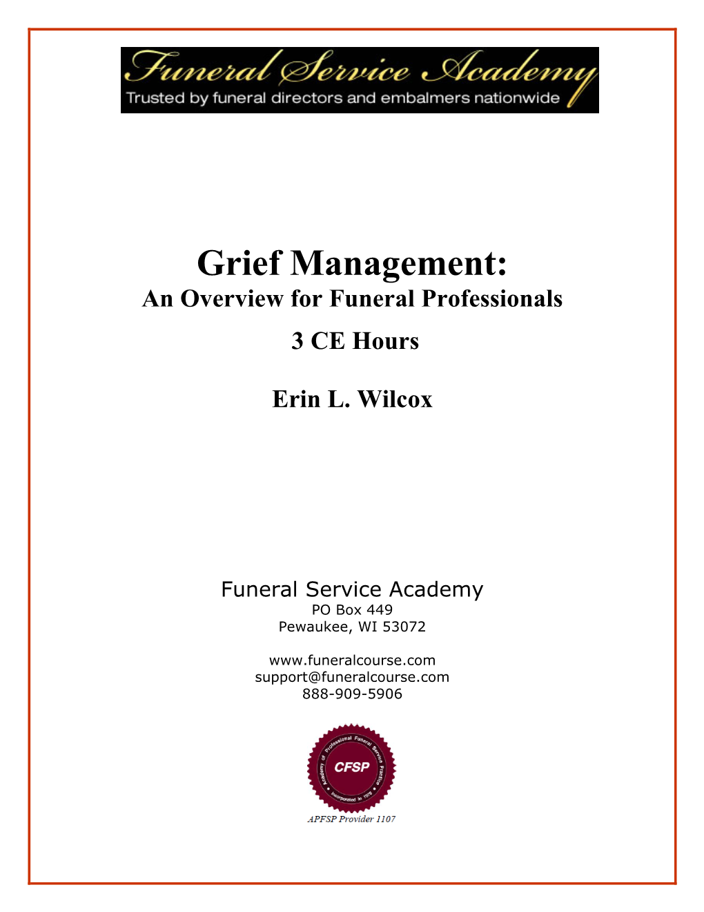 Grief Management: an Overview for Funeral Professionals