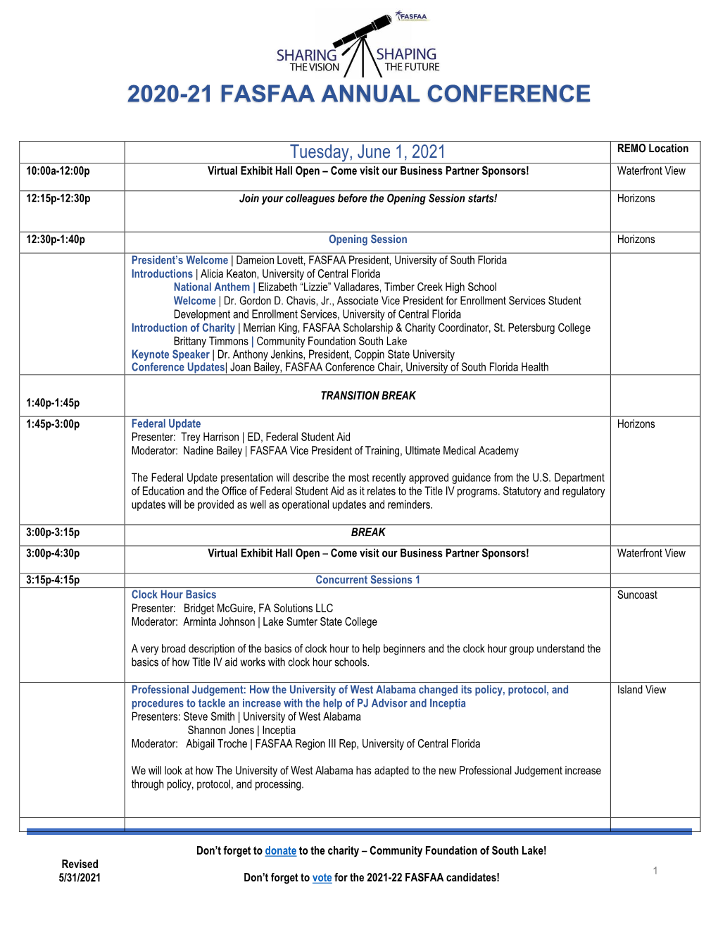 2020-21 Fasfaa Annual Conference