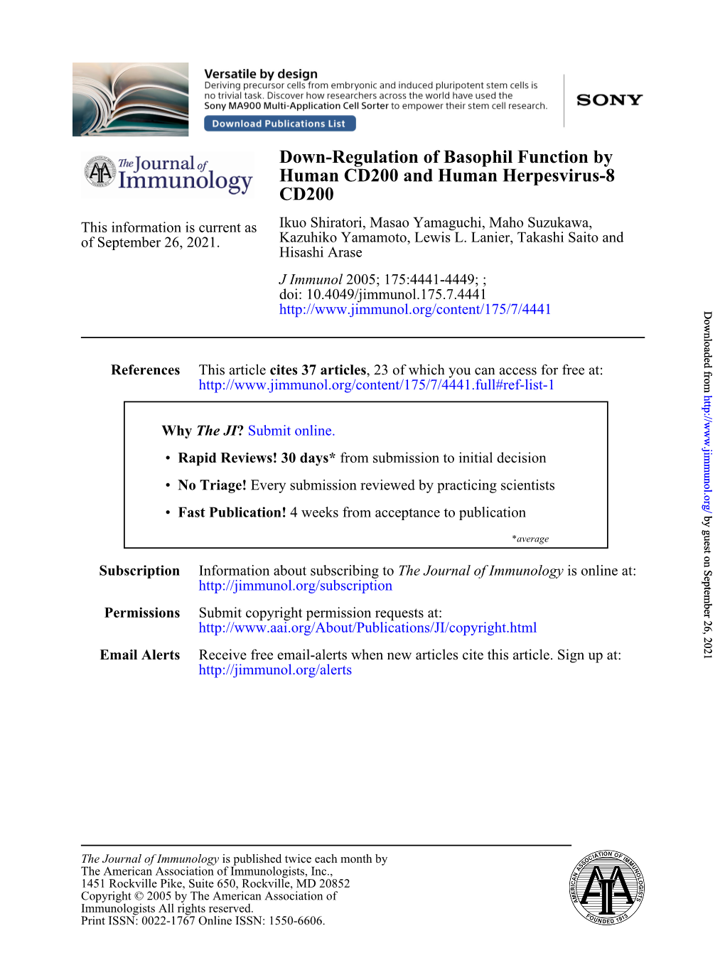 CD200 Human CD200 and Human Herpesvirus-8 Down-Regulation Of