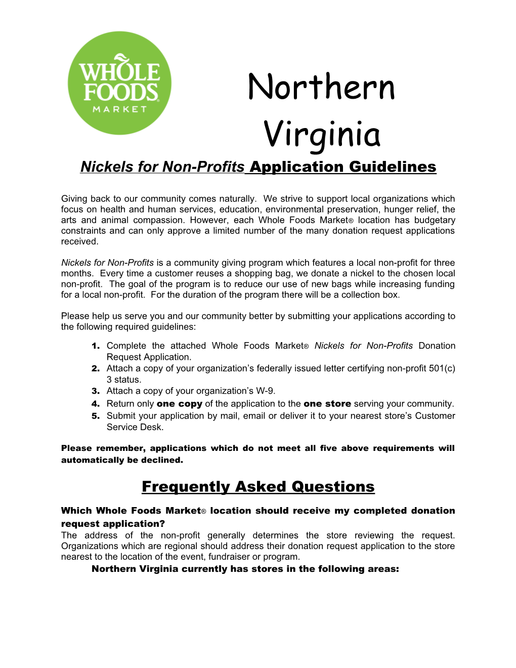 Nickels for Non-Profits Application Guidelines