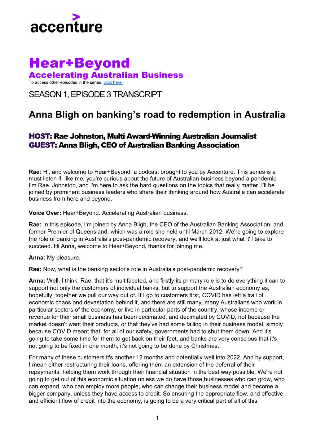 Anna Bligh on Banking's Road to Redemption