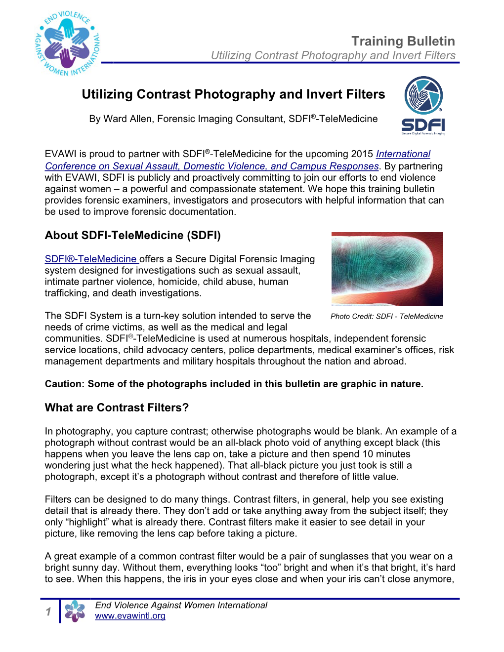 EVAWI Training Bulletin: Utilizing Contrast Photography and Invert Filters