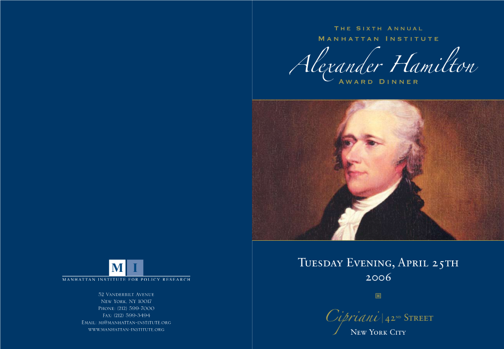 Alexander Hamilton Welcoming Remarks Maurice R