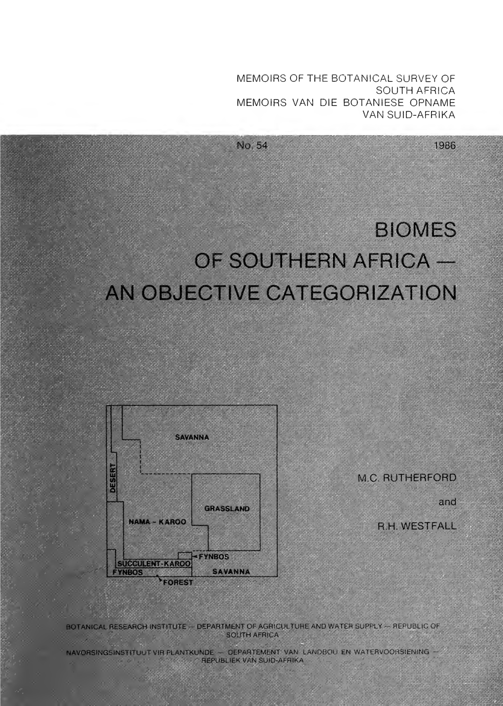 Biomes of Southern Africa — an Objective Categorization
