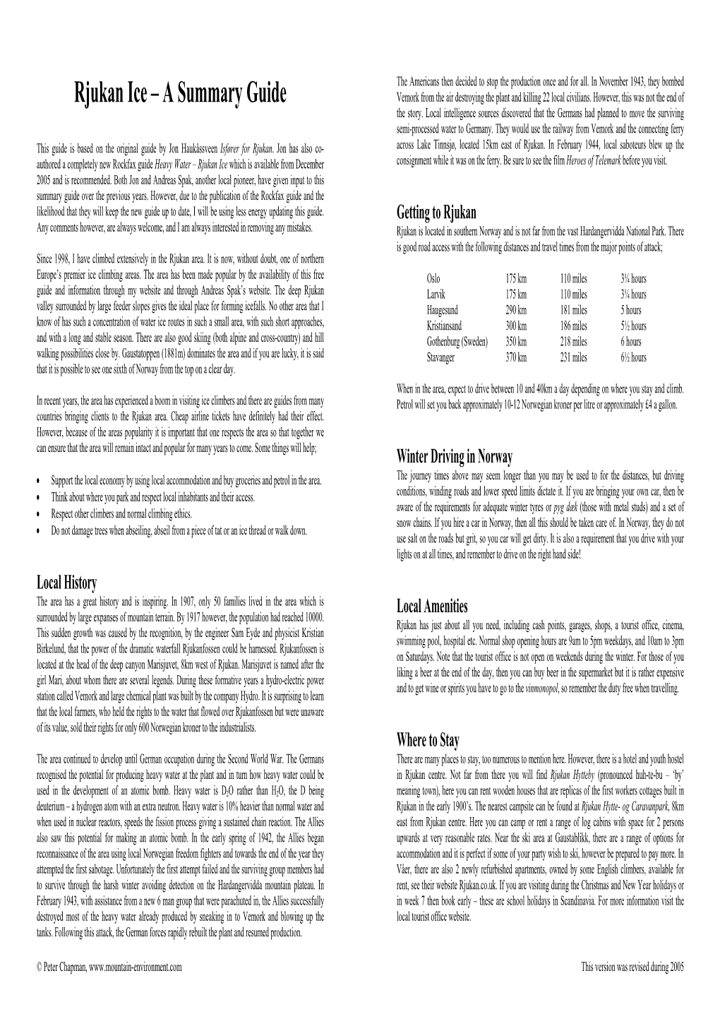 Rjukan Ice – a Summary Guide Vemork from the Air Destroying the Plant and Killing 22 Local Civilians