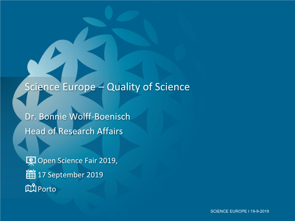 Science Europe – Quality of Science