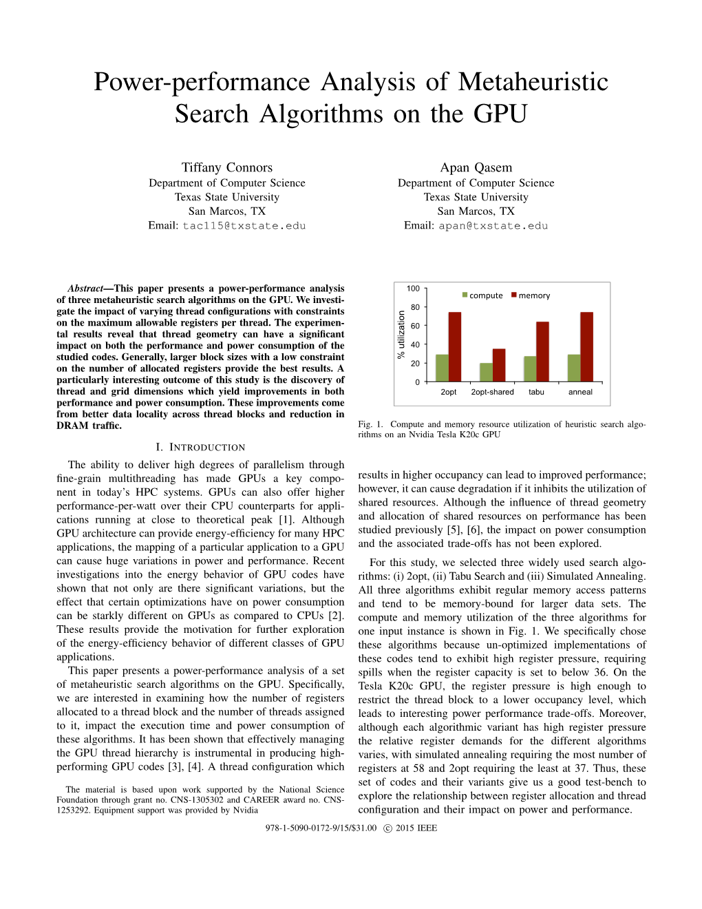 Power-Performance Analysis of Metaheuristic Search Algorithms on the GPU