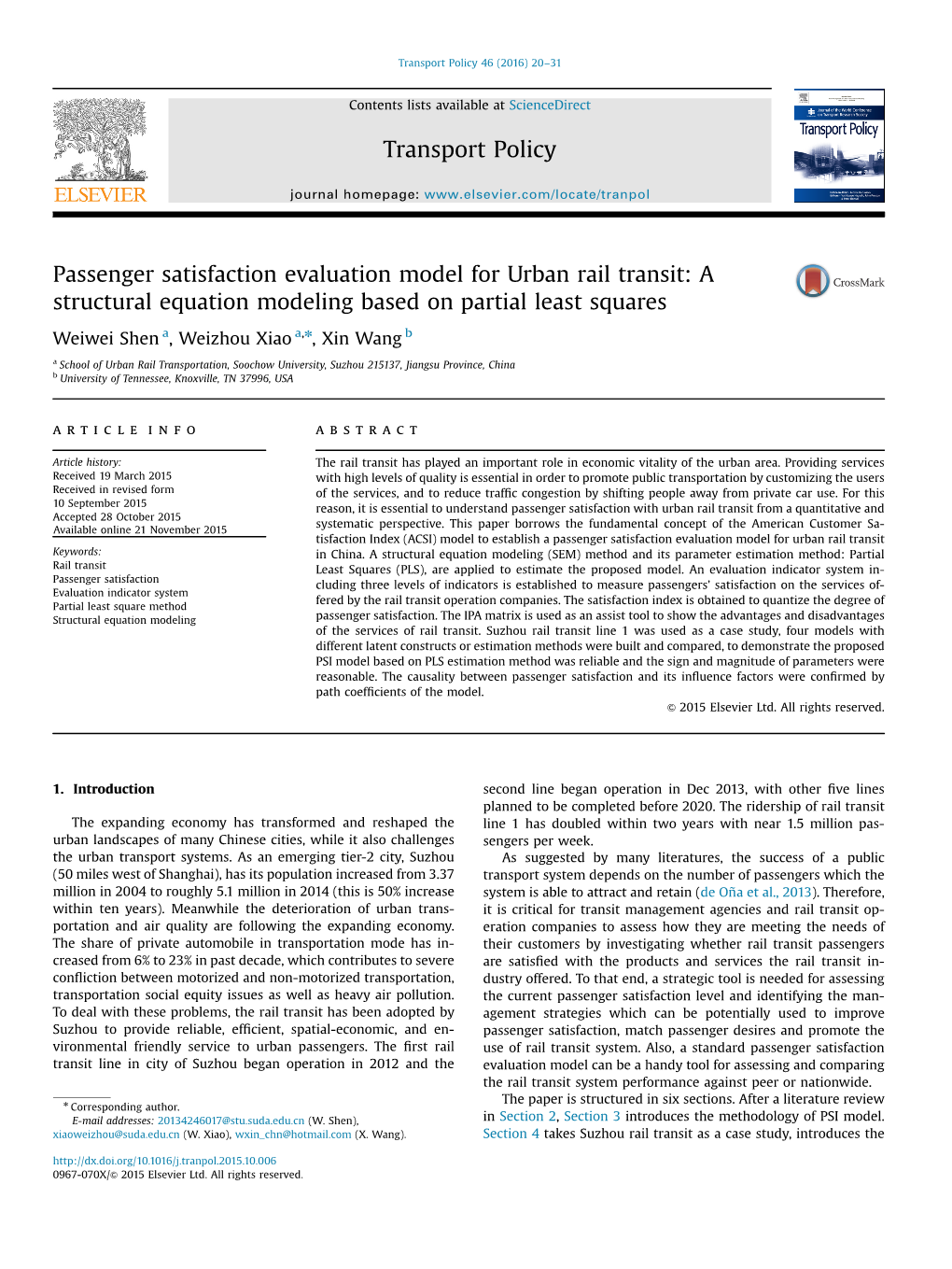 Passenger Satisfaction Evaluation Model for Urban Rail Transit: a Structural Equation Modeling Based on Partial Least Squares