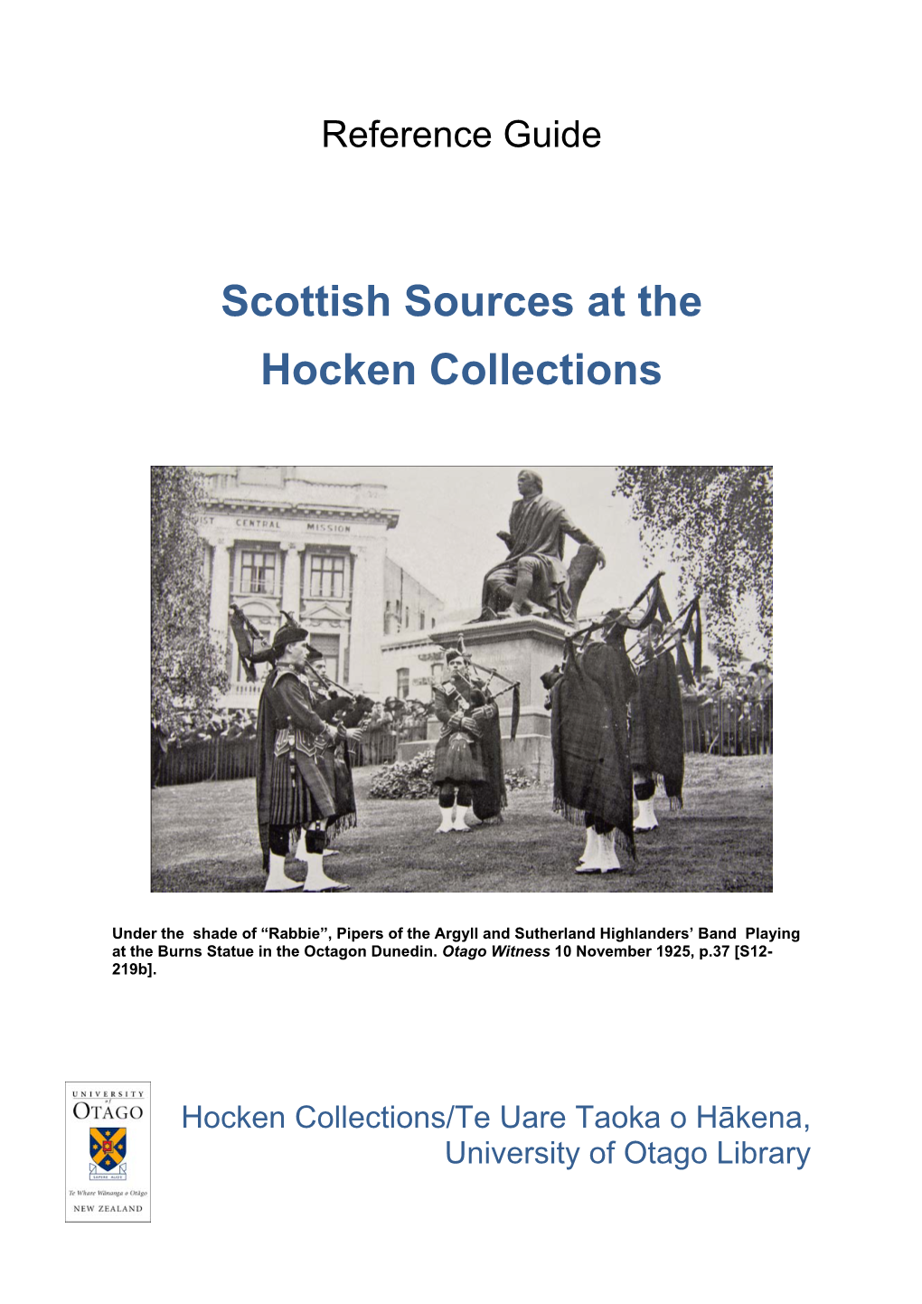 Scottish Sources at the Hocken Collections