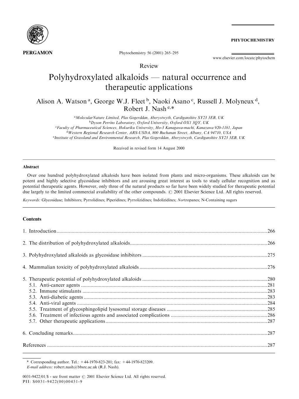 Polyhydroxylated Alkaloids Ð Natural Occurrence and Therapeutic Applications