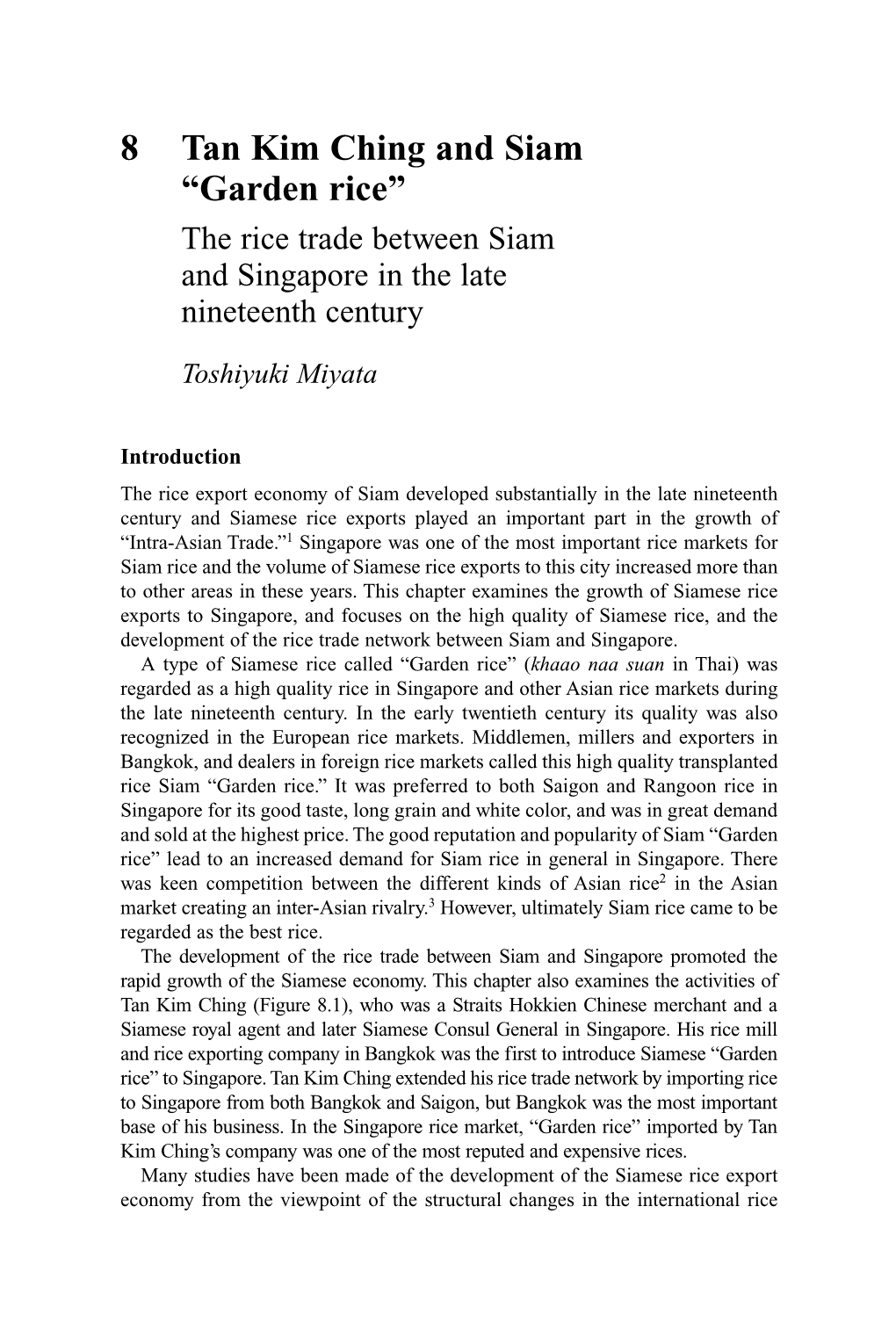 Tan Kim Ching and Siam “Garden Rice” the Rice Trade Between Siam and Singapore in the Late Nineteenth Century