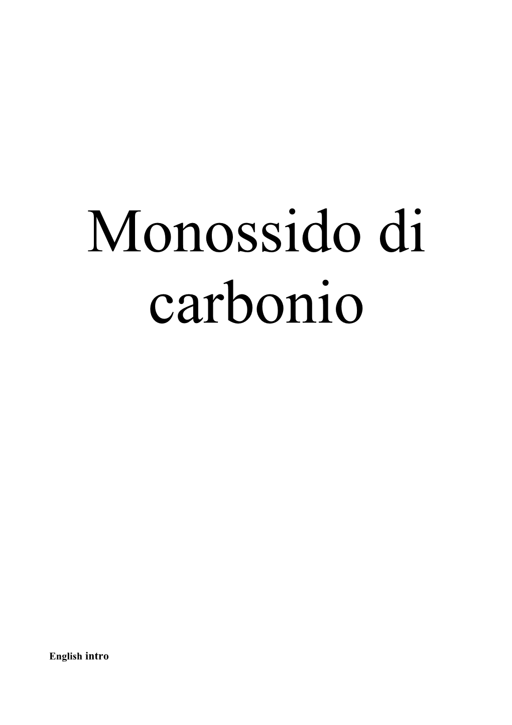 Monossido Di Carbonio