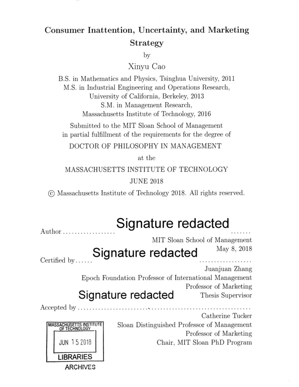 Signature Redacted MIT Sloan School of Management May 8, 2018 Certified By