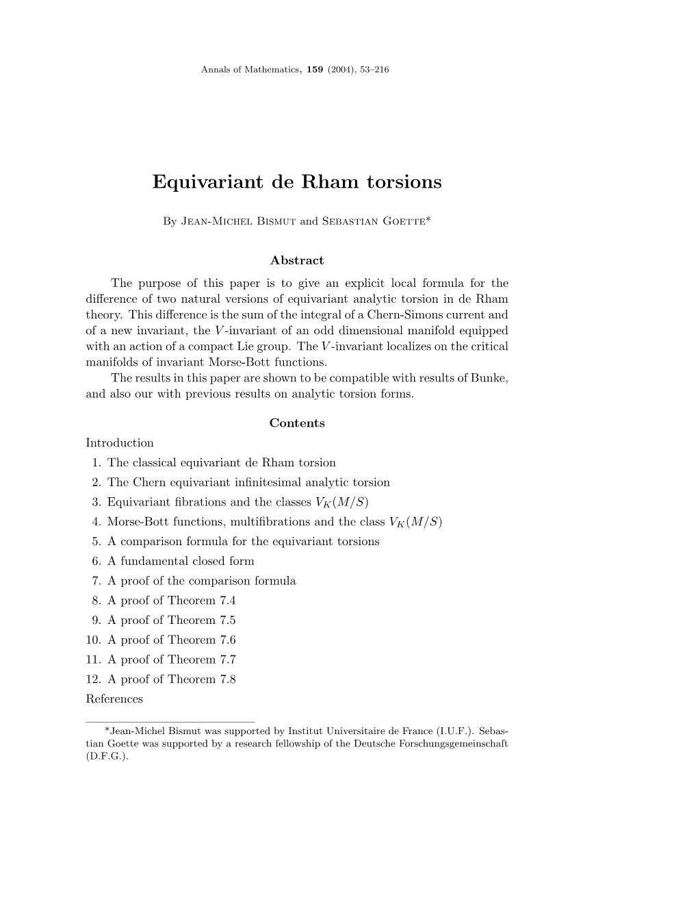 Equivariant De Rham Torsions