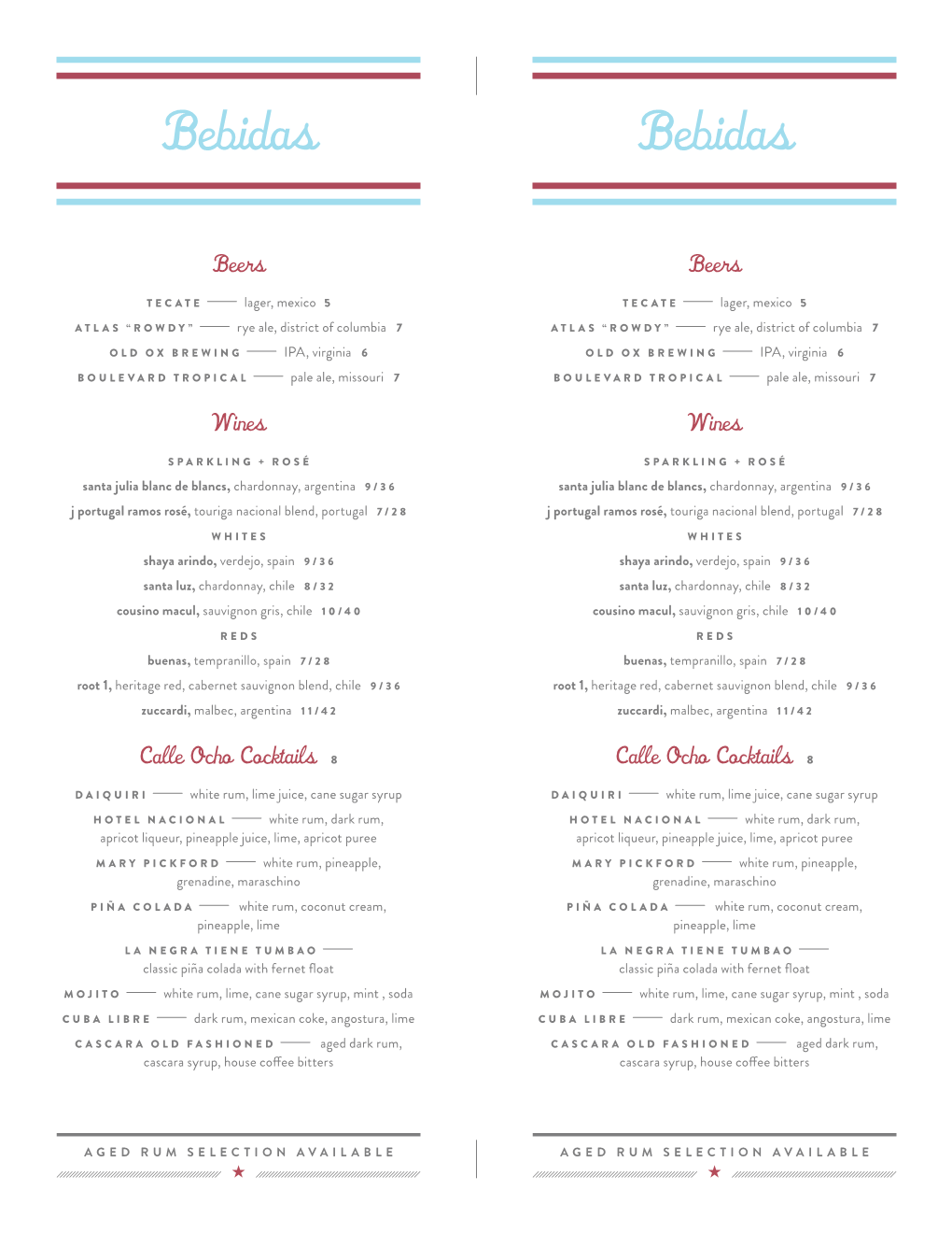 Colada Cocktail Menu Jan2017