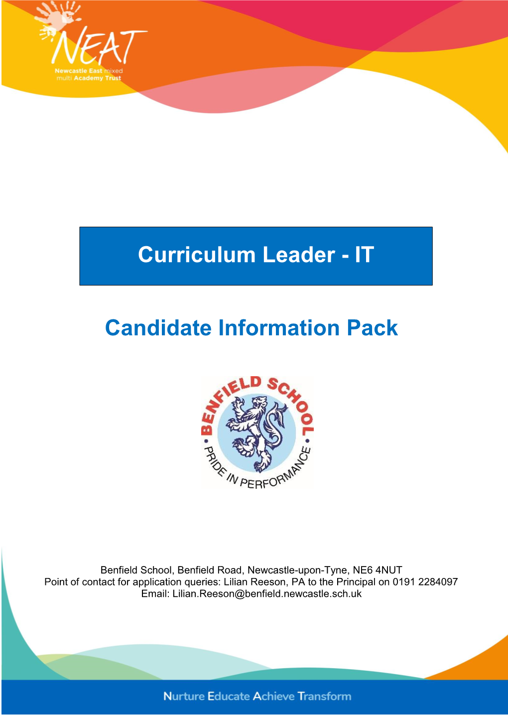 Candidate Information Pack Curriculum Leader