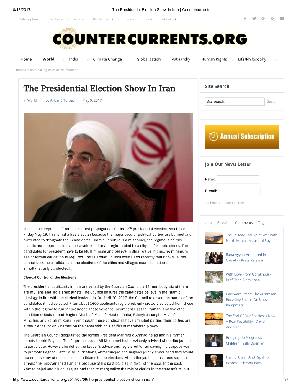 The Presidential Election Show in Iran | Countercurrents