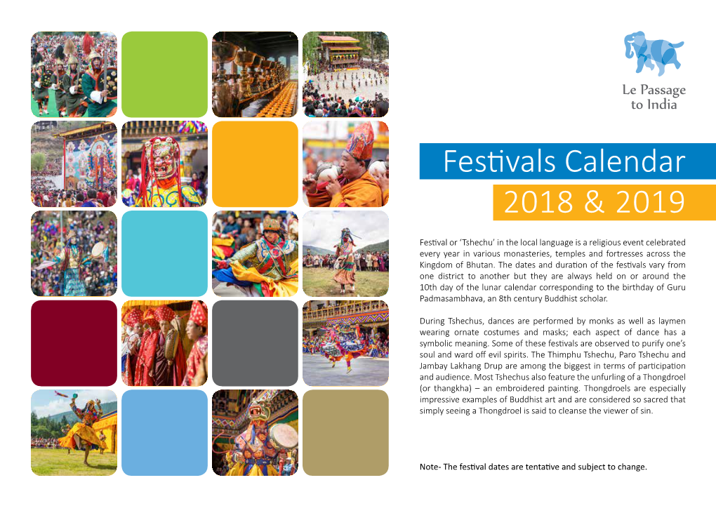 Festivals Calendar 2018 & 2019