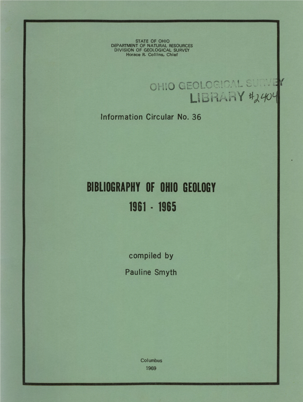 Bibliography of Ohio Geology 1961