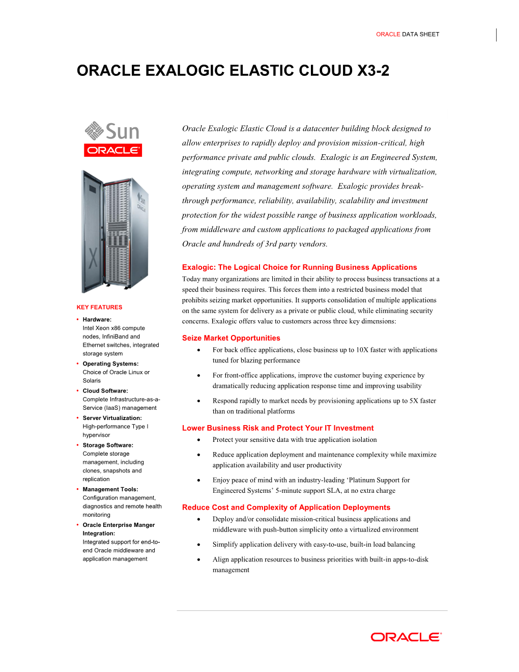 Oracle Exalogic Elastic Cloud X3-2 Data Sheet