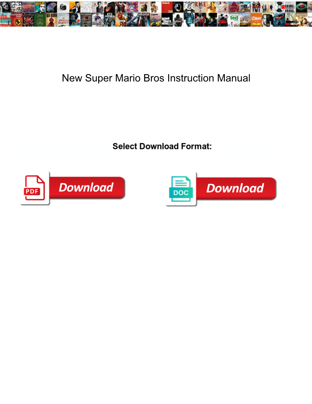 New Super Mario Bros Instruction Manual