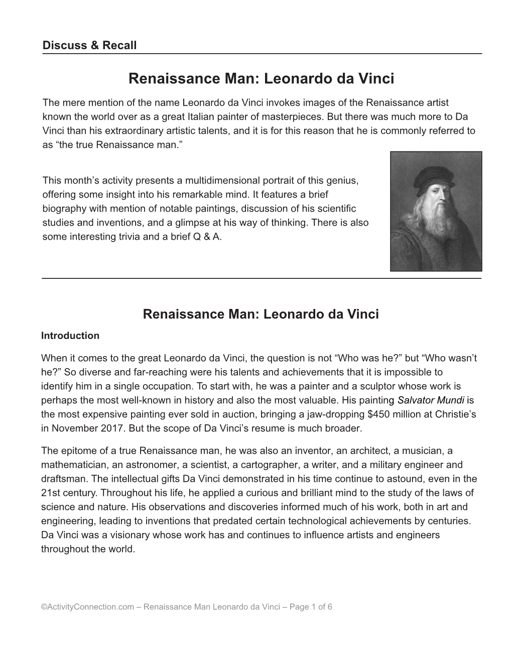 Renaissance Man: Leonardo Da Vinci