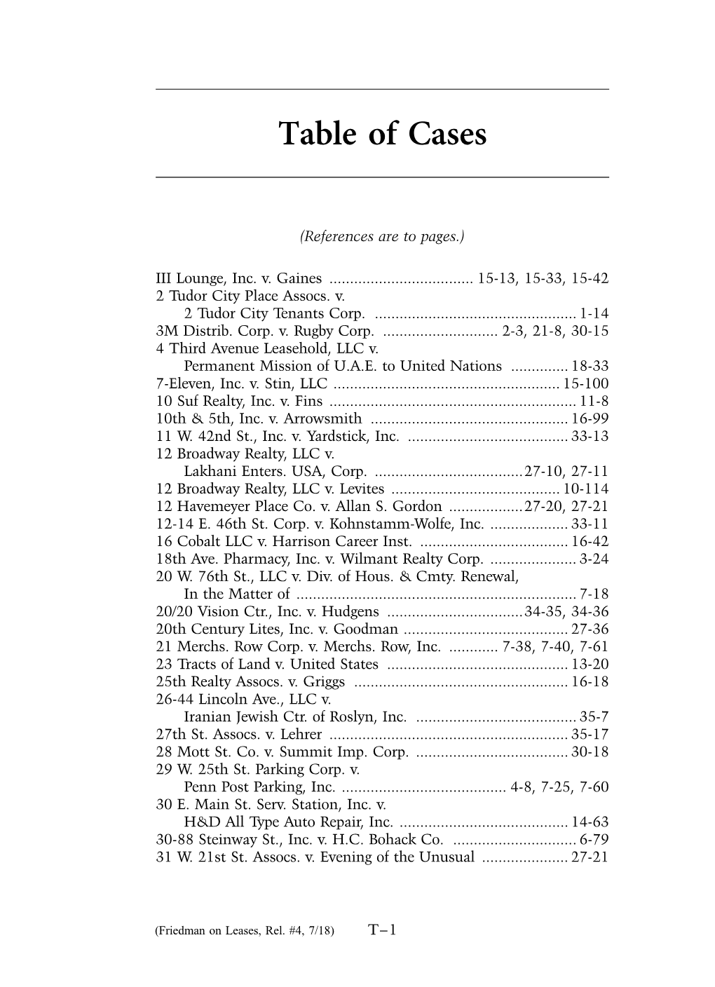 Page 1 Table of Cases (References Are to Pages.) III Lounge, Inc. V