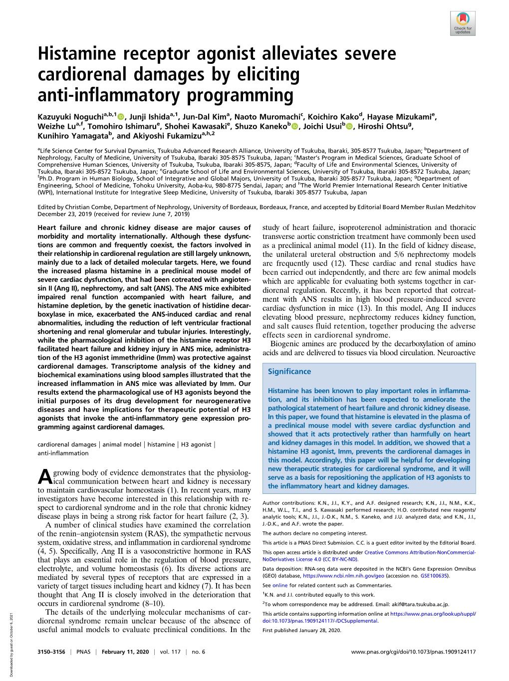 Histamine Receptor Agonist Alleviates Severe Cardiorenal Damages by Eliciting Anti-Inflammatory Programming