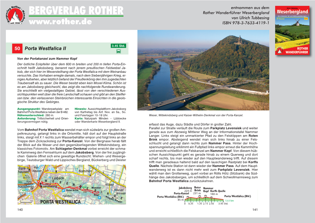 BERGVERLAG ROTHER Rother Wanderführer Weserbergland Von Ulrich Tubbesing ISBN 978-3-7633-4119-1